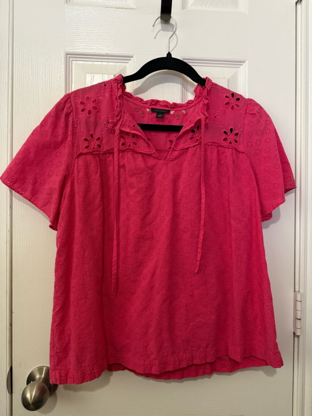 Ann Taylor Women's Pink Eyelet Top S